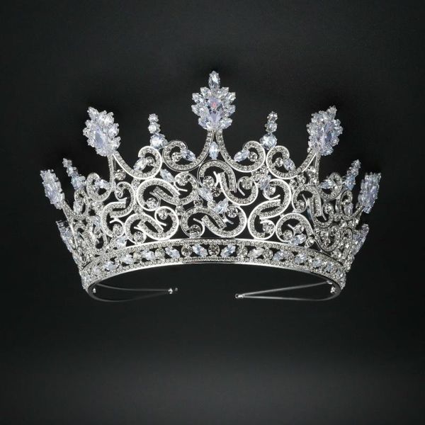 

hair clips & barrettes high-grade shiny cubic zirconia inlaid crown luxury bridal tiaras elegant danisa wedding jewelry, Golden;silver
