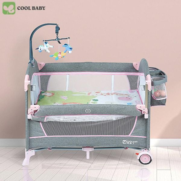 

coolbaby baby bed with fence cot foldable easy to carry cribs