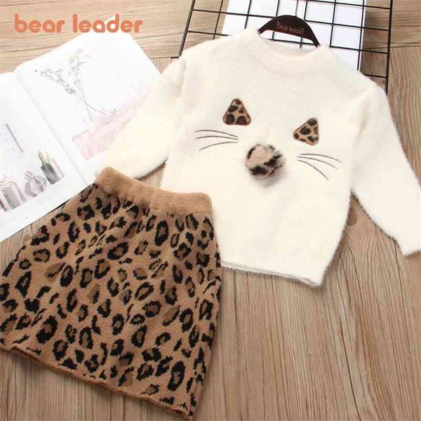 

girls dress brand princess cartoon sweater+ a-line es cute kids children clothing 2pcs 210429, White