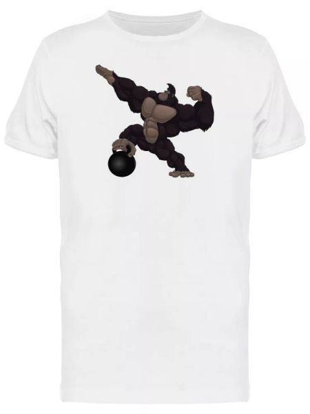 

gorilla showing muscles tee men's -image by shutterstock, White;black