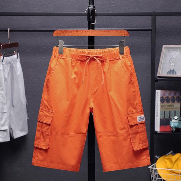 

summer mens outdoor casual tooling shorts streetwear korean teenagers solid color cotton pants pantalones cortos hombre men's, White;black