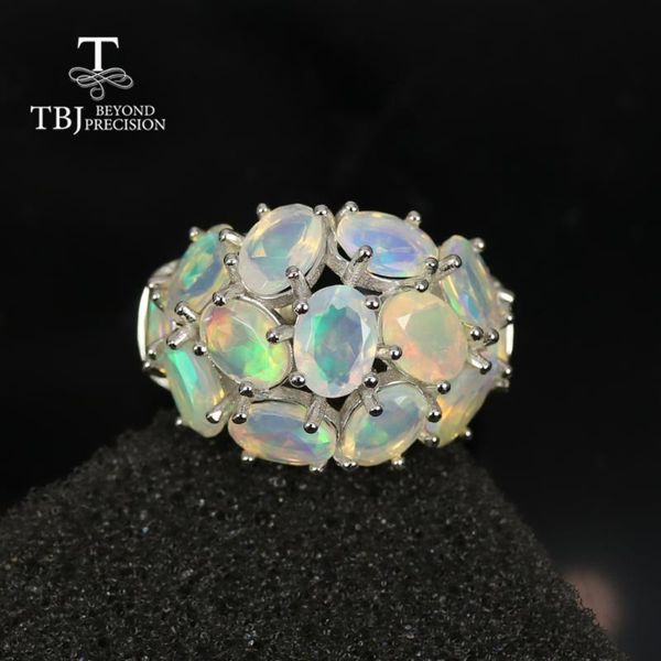 

cluster rings tbj,12ct natural opal colorful gemstones big ring ov5*7mm 925 sterling silver luxury women fine jewelry anniversary party gift, Golden;silver
