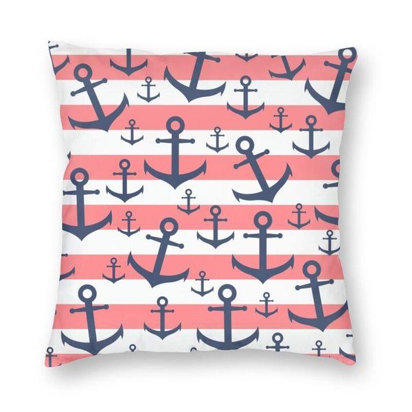 

cushion/decorative pillow nautical coral stripe navy blue anchor pattern cushion cover sailing sailor throw case for living room fashion pil