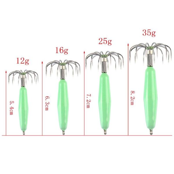 

stainless steel luminous squid hooks fishing tackle lures jigs hook 12 pin