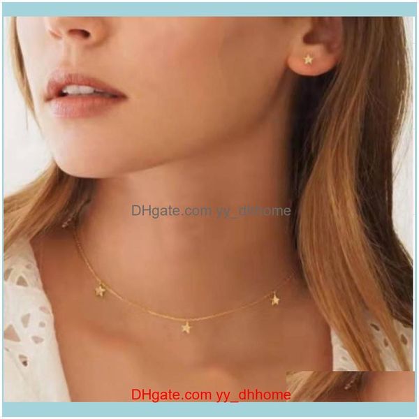 

& pendants jewelryfashion personality womens necklace creative retro simple three star pendant clavicle chain trend party gift necklaces dro, Silver