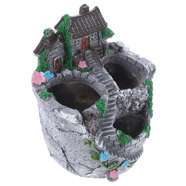 

planters & pots 1 pc resin flower pot mini house simulated planter