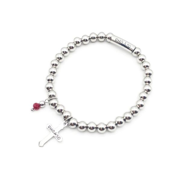 

jewelry simple fashion 6mm steel ball round tube lettering cross charm bracelet menand women bracelets, Golden;silver