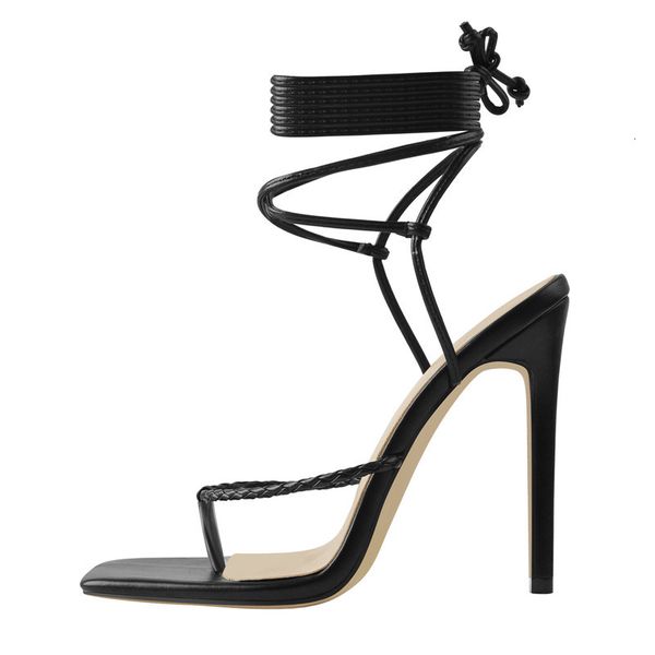 

sandals women's black cross-tied thin high big size fashion party sandals