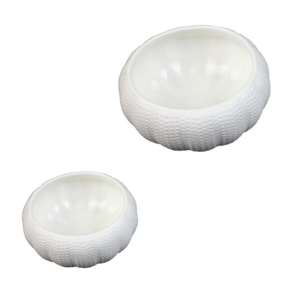 

decorations 2pcs seasoning bowls ceramic dipping caviar sea urchin holders (white)