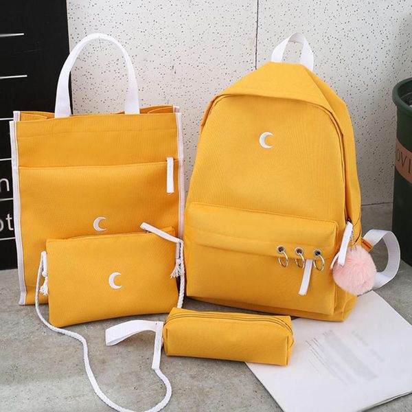 

backpack fashion women's outdoor four-piece zip canvas solid color travel bag 8.6