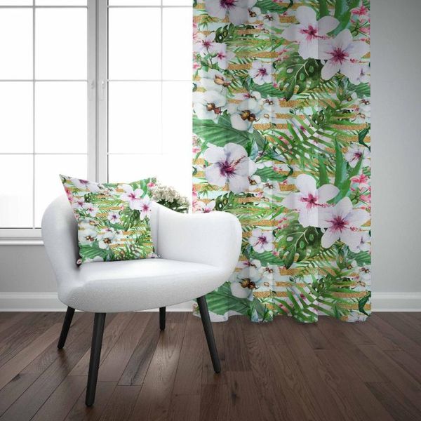 

curtain & drapes else tropical green leaf white purple flowers florals 3d print living room bedroom 1 panel set combine gift pillow case