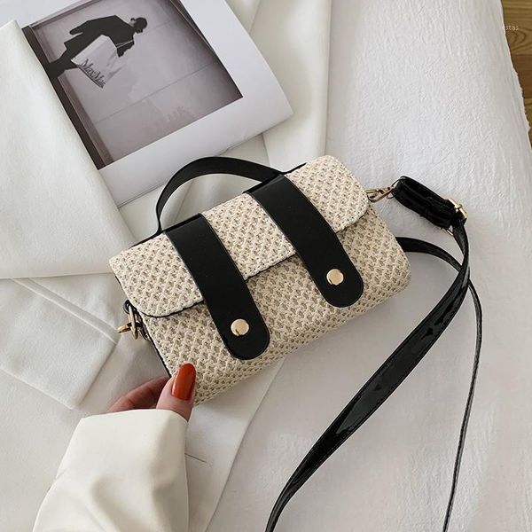 

evening bags korean fashion women's bag contrast color shoulder trendy woven crossbody1