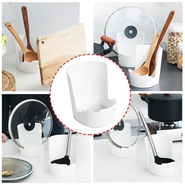 

pot lid spoon stand rack holder multifunctional kitchen utensil bracket cooking punch-plaste supplies storage m0q3 & organization
