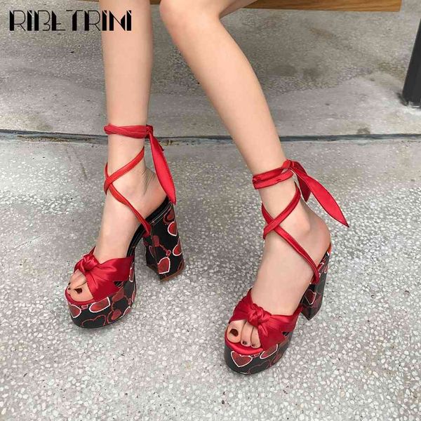 

sandals unique party high block heels shoes fashion luxury brand print women runwayshow platform sandals, Black