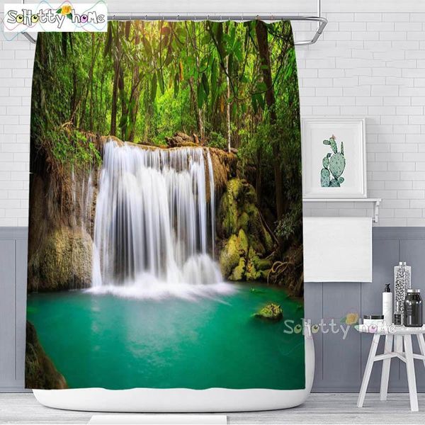 

green meadow flower spring landscape shower curtain natural scenery bathroom decoration waterproof mildew curtains