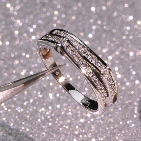 

wedding rings 2021 design engagement bridal silver ring for women double layer crown micro crystal elegant wild temperament, Slivery;golden