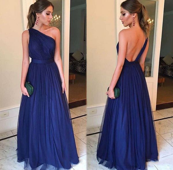 

long one shoulder royal blue evening dresses with pockets a-line criss zipper back abendkleider robes de soiree for women prom gowns, Black;red
