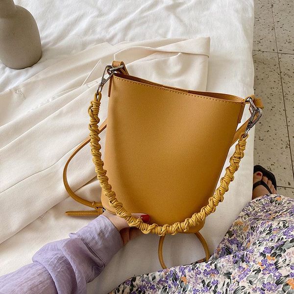 

evening bags women shoulder bag pu leather bucket for female straw portable handbag large capacity ladies shopping big tote
