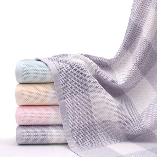 

70x140cm 100% cotton honeycomb water cube soft absorbent sugar color bath towel for family household bathroom