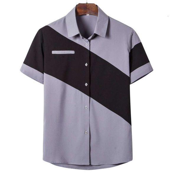 

men's shirt short sleeve contrast men's simple shirt, White;black