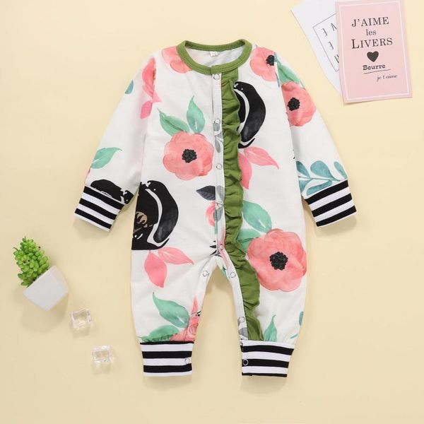 

jumpsuits 0-12months baby rompers infant boys girls long sleeve cartoon floral romper jumpsuit wood ear decoration fashion warm m4, Blue