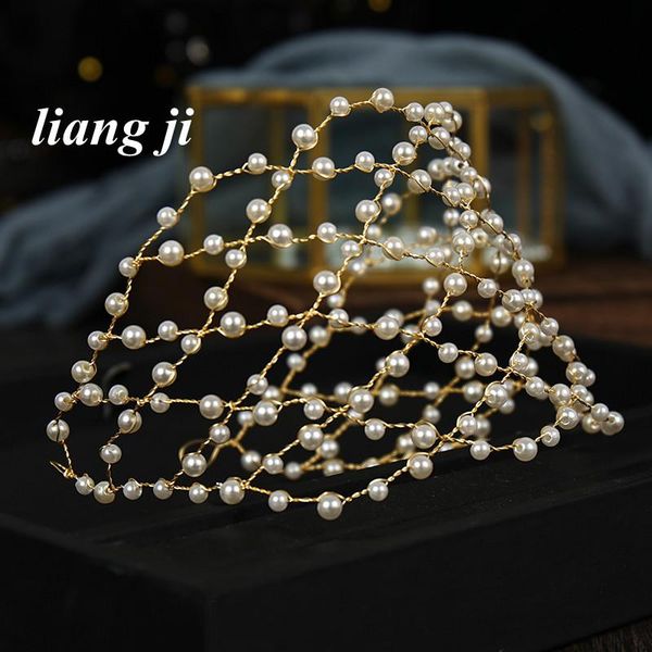 

hair clips & barrettes luxury and high-end bride crown totally hand-made hairpin head band headdress simulated pearl accessories grid tiara, Golden;silver