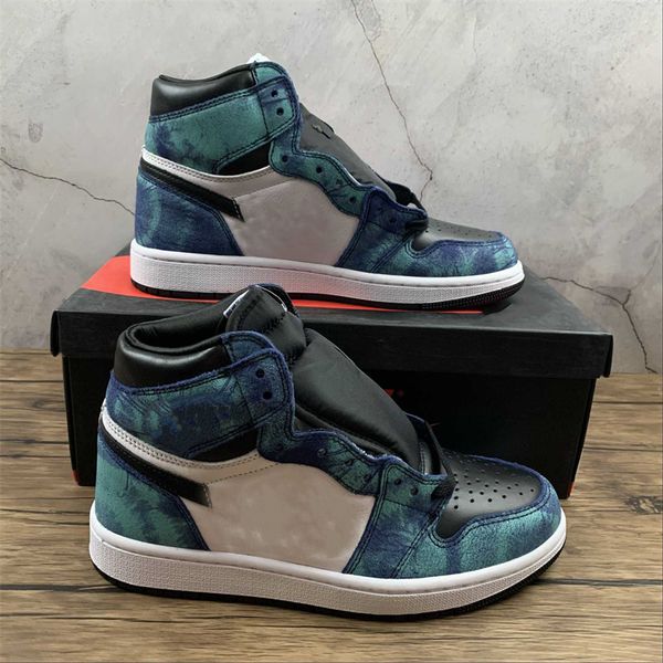 

shoes tie-dye 1 high og wmns mens jumpman 1s blue black designer sports sneakers size eu36-47.5
