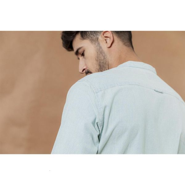 

simwood stand collar vertical striped shirts men 100% cotton classical denim slim fit minimalist casual shirt cs135 200925, White;black