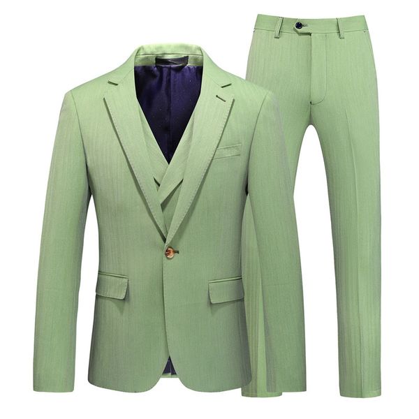 

fashion suits men's wind green three piece slim large plus fat evening, White;black
