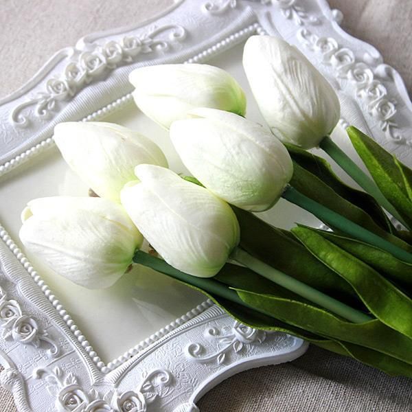 

decorative flowers & wreaths craft artifical tulips decor white home 10pcs decoration pu flower room ornament centerpiece party single stem