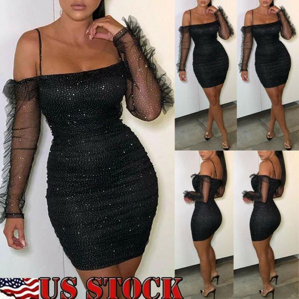 

bandage evening party club bodycon dress mini women casual long sleeve dresses, Black;gray