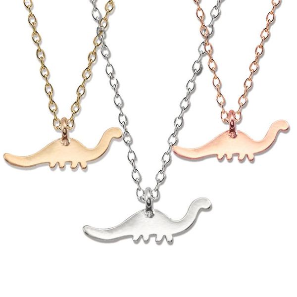 

pendant necklaces european and american creative fashion cartoon rose gold small animal clavicle chain alloy dinosaur short necklace female, Silver