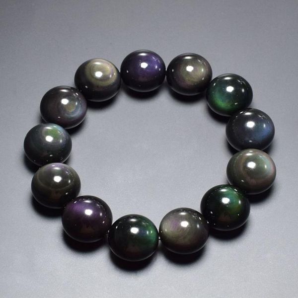 

charm bracelets natural black o idian energy bracelet women men double rainbow eye healing prayer balance wrist jewelry, Golden;silver