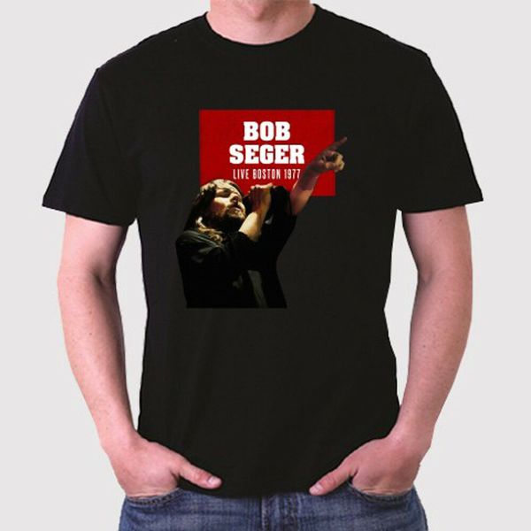 

New Bob Seger Live Boston 1977 Men's Black T-Shirt Size S to 3XL, White;black