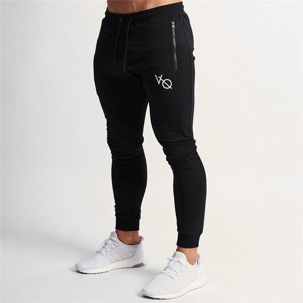

spring mens gyms fitness skinny sweatpants trousers joggers workout sportswear male casual fashion brand pants bottoms1, Black