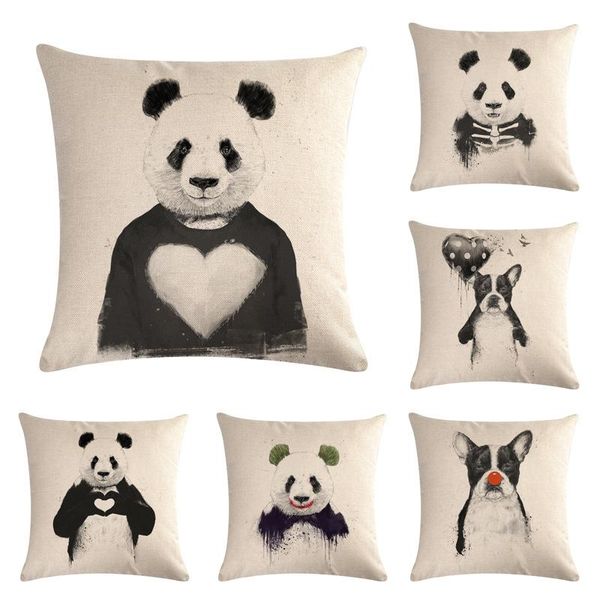 

cushion cover 45x45cm square pillow case art black and white panda&dog pillows for sofa car home decorative cushion/decorative