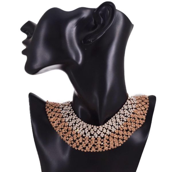 

party favor cuier full rhinestones curved necklace fits the neck peach roes gold montana hematite women necklaces wedding jewelry girls