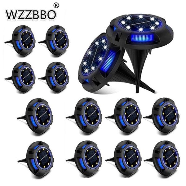 

solar lamps ground lights 12 led disk powered waterproof in-ground