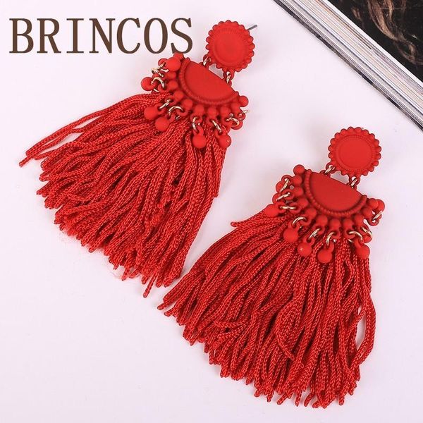 

dangle & chandelier explosion models tassel earrings bohemian elegant luxury big-name handmade gifts ladies geometric fashion pendant long p, Silver