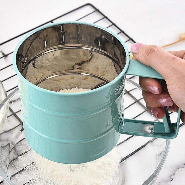 

1pcs handheld flour sieve home kitchen icing sugar strainer cup stainless steel mesh baking & pastry tools