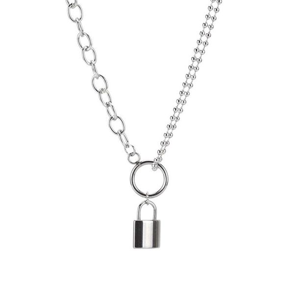 

pendant necklaces lock necklace asymmetric chain simple design trendy fashion jewelry for men women girls boys valentine's day, Silver