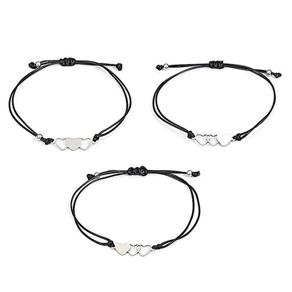 

charm bracelets 1set minimalist sun moon couple bracelet gift adjustable braided rope for women and men, Golden;silver