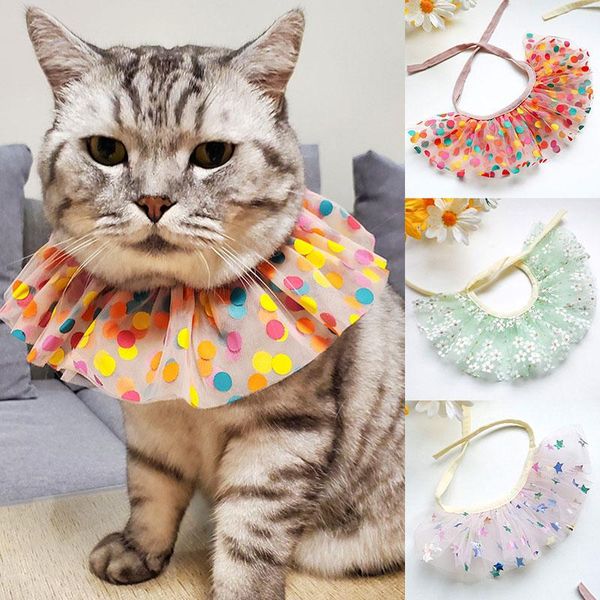 

dog apparel 1pc universal small fresh polka dot bib casual triangle scarf pet cat saliva towel macrame lovely supplies