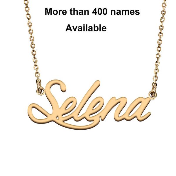 

chains cursive initial letters name necklace for selena birthday party christmas year graduation wedding valentine day gift, Silver