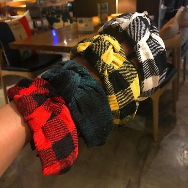 

40pcs/lot diy simple multi corduroy lattice head bands bowknot tie knot headbands hair styling tools accessory ha15281, Brown