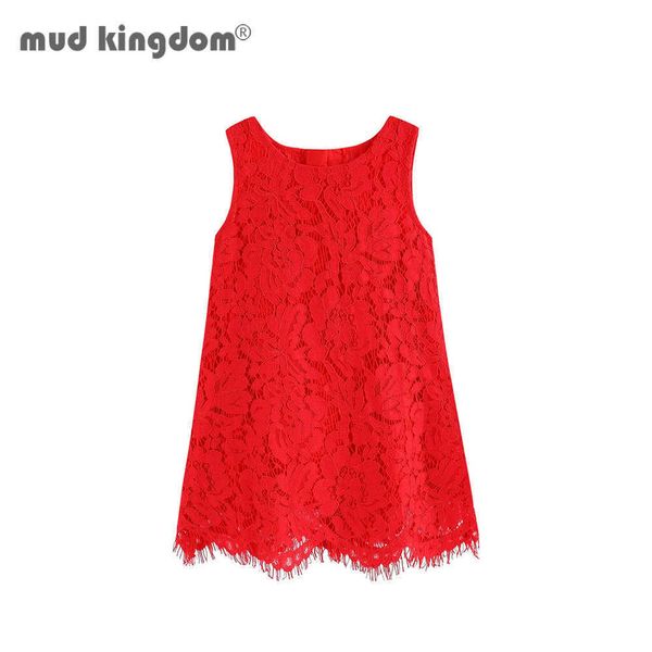 Mudkingdom criança meninas vestido de laço festa de casamento sem mangas veste princesa 210615