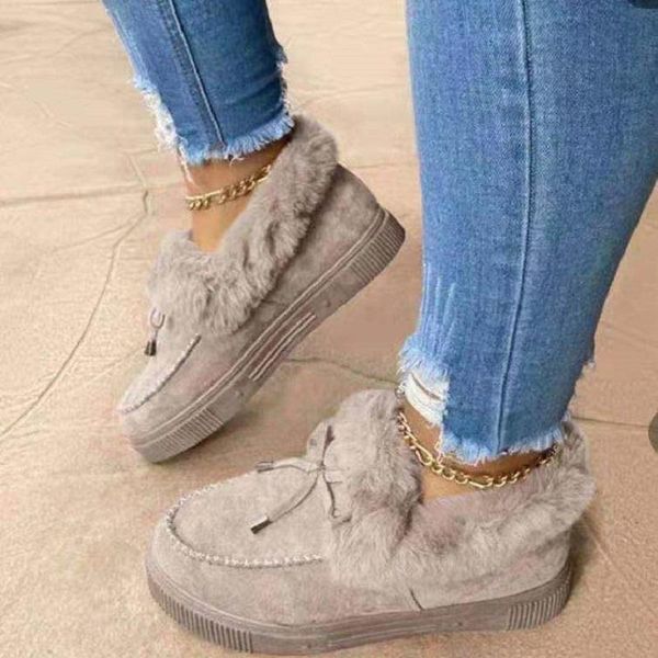

boots women ankle winter plush warm ladies flat snow casual slip on platform comfortable moccasin shoes zapatos mujer, Black