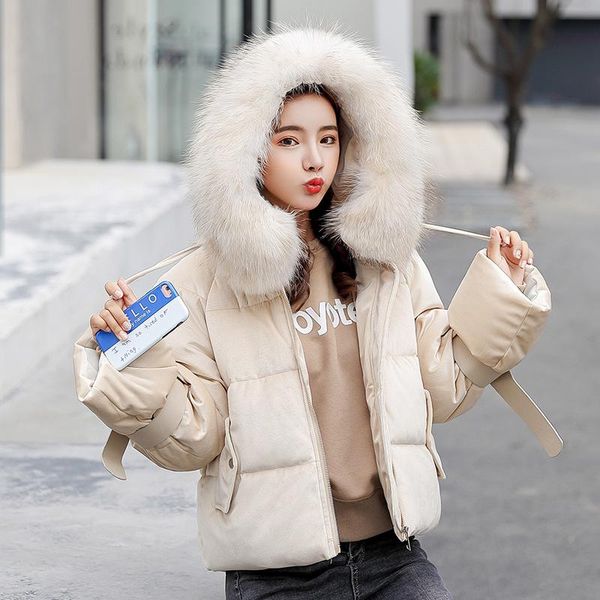 

women's jackets women winter fur hooded collar coat female outerwear ladies warm short basic jacket slim jaqueta feminina high quality, Black;brown