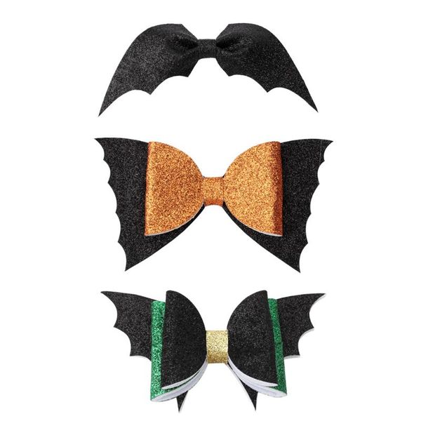 

hair accessories halloween glitter grosgrain bows clips for baby girls bat headwear party decoration, Slivery;white