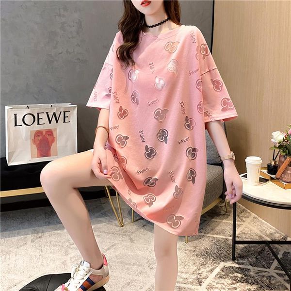 

women's t-shirt ladies summer wear beautiful elegant pink tshirt 2021 women artistic style pure cotton comfortable breathable, White